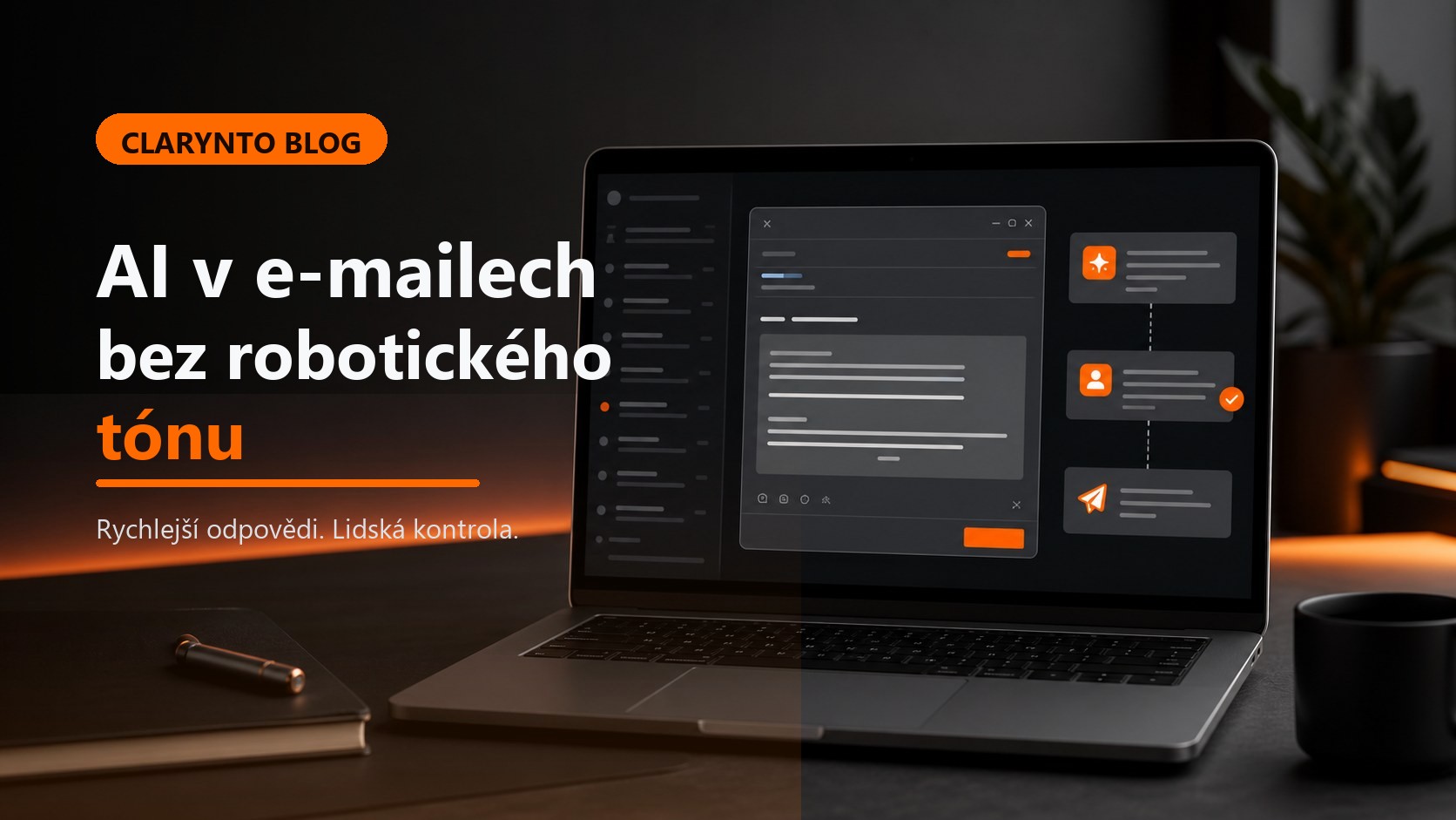 AI v e-mailech bez robotického tónu. Rychlejší odpovědi, lidská kontrola.